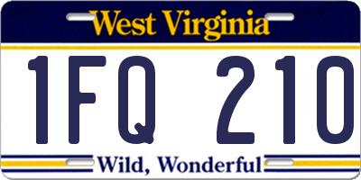 WV license plate 1FQ210