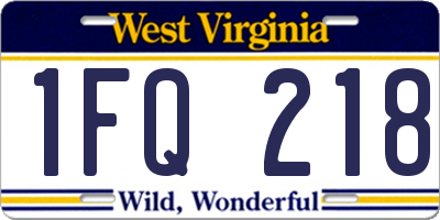 WV license plate 1FQ218