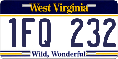 WV license plate 1FQ232