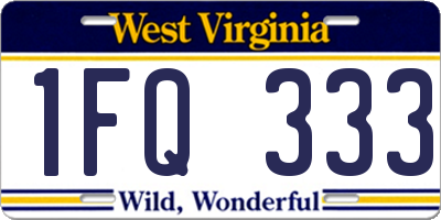 WV license plate 1FQ333