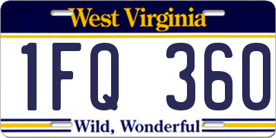 WV license plate 1FQ360