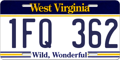 WV license plate 1FQ362