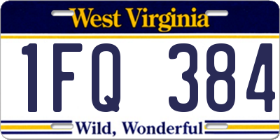 WV license plate 1FQ384
