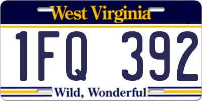 WV license plate 1FQ392