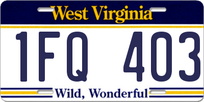 WV license plate 1FQ403