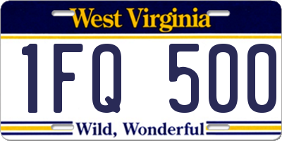 WV license plate 1FQ500