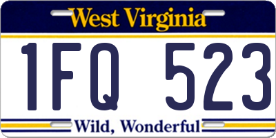 WV license plate 1FQ523