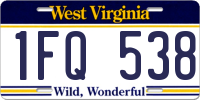 WV license plate 1FQ538