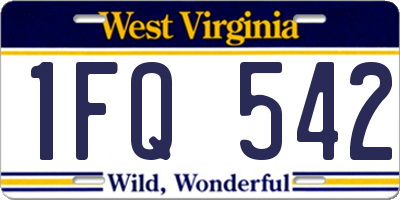 WV license plate 1FQ542