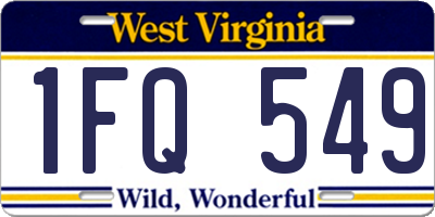 WV license plate 1FQ549