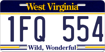 WV license plate 1FQ554