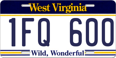 WV license plate 1FQ600