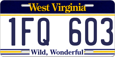WV license plate 1FQ603