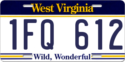 WV license plate 1FQ612