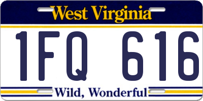 WV license plate 1FQ616