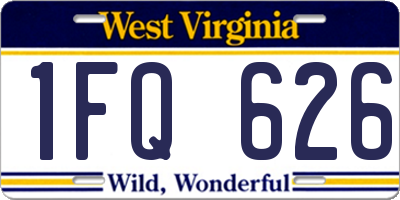 WV license plate 1FQ626
