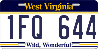 WV license plate 1FQ644