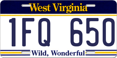 WV license plate 1FQ650
