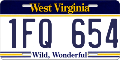 WV license plate 1FQ654