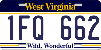 WV license plate 1FQ662