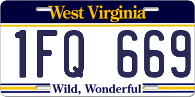 WV license plate 1FQ669