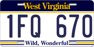 WV license plate 1FQ670