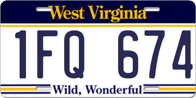 WV license plate 1FQ674
