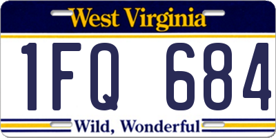 WV license plate 1FQ684