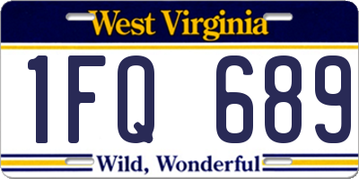 WV license plate 1FQ689