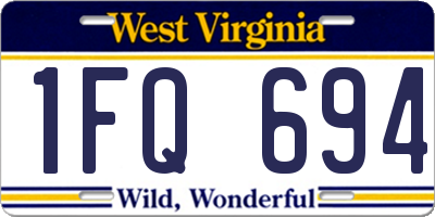 WV license plate 1FQ694