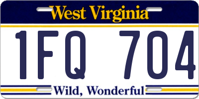 WV license plate 1FQ704