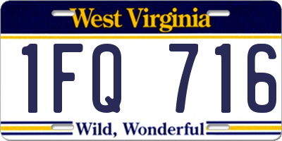 WV license plate 1FQ716