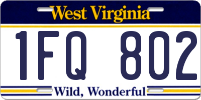 WV license plate 1FQ802
