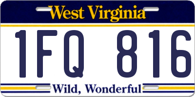 WV license plate 1FQ816