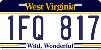 WV license plate 1FQ817