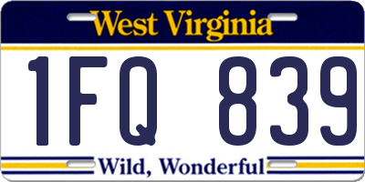 WV license plate 1FQ839
