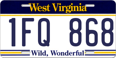 WV license plate 1FQ868