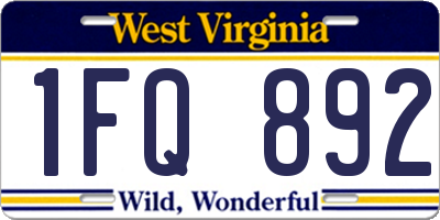 WV license plate 1FQ892