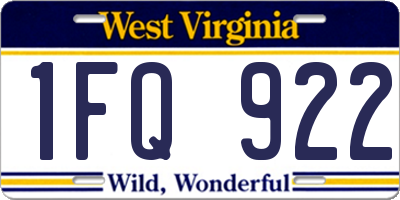 WV license plate 1FQ922