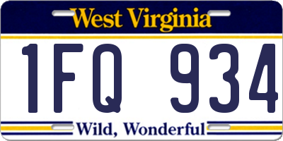 WV license plate 1FQ934