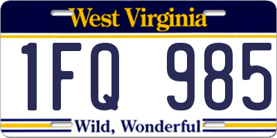WV license plate 1FQ985