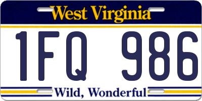 WV license plate 1FQ986