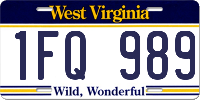 WV license plate 1FQ989