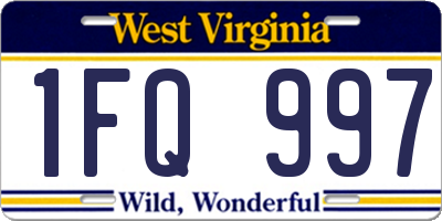 WV license plate 1FQ997