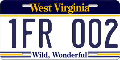 WV license plate 1FR002