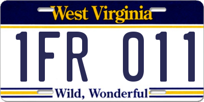 WV license plate 1FR011