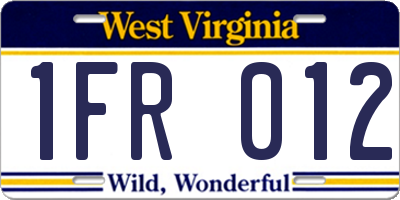 WV license plate 1FR012