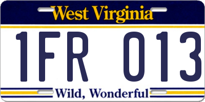 WV license plate 1FR013