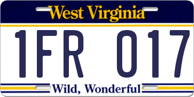 WV license plate 1FR017