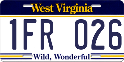 WV license plate 1FR026
